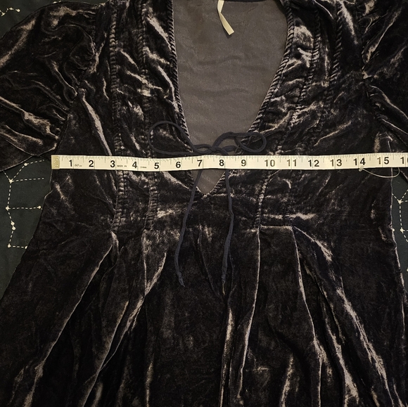 Free People Adelle Velvet Tunic Babydoll Dress Blue Size XS - Picture 7 of 10